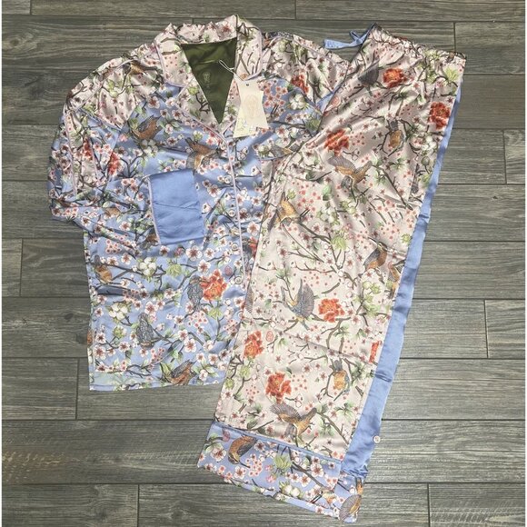 NWT $248 HAH X Free People Haht Satin Eco Pajama Set XL Violet Queen Fisher - Picture 3 of 16